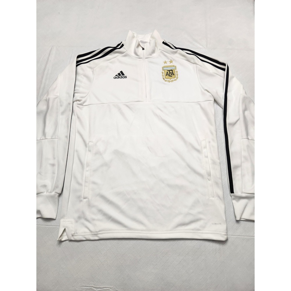 Argentina National Team Shirt Mens Medium Adidas‎ Climalite White Soccer 1/4 Zip